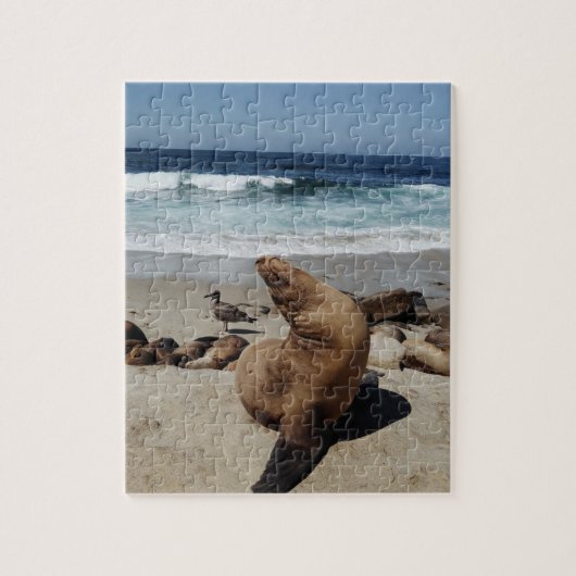Puzzle Lion de mer Brown sur une plage (Vertical)