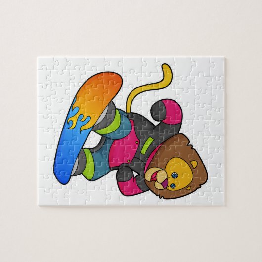 Puzzle Lion en Snowboard avec Snowboard (Horizontal)