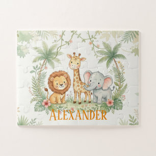 Puzzle Lion Girafe et Éléphant de Jungle Personnalisé