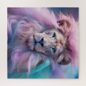 Puzzle Lion majestueux avec fourrure pastel en soie - Eth (Horizontal)