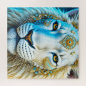 Puzzle Lion majestueux blanc et or (Horizontal)