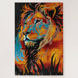 Puzzle Lion majestueux protégeant les forêts