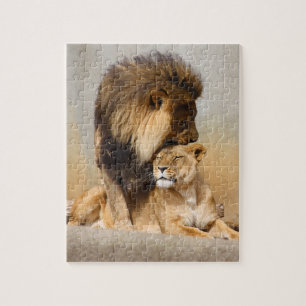 Puzzle Lion masculin et femelle dans l'amour