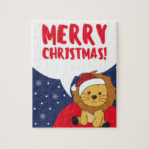 Puzzle Lion Noël Neige Animaux d'hiver Lions Jigsaw Pu