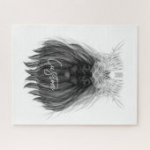 Puzzle Lion noir avec couronne Antlers et monogramme (Horizontal)