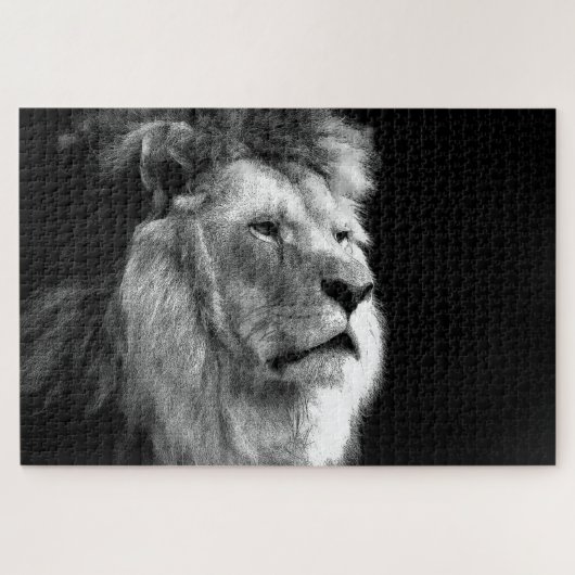 Puzzle Lion noir blanc (Horizontal)