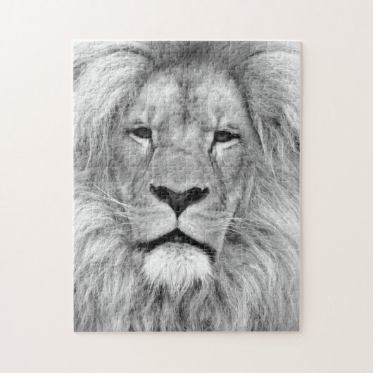 Puzzle Lion noir et blanc - Animaux photo d'art (Vertical)