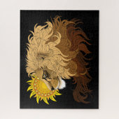 Puzzle Lion noir jaune Mandala Sun (Vertical)