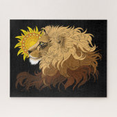 Puzzle Lion noir jaune Mandala Sun (Horizontal)