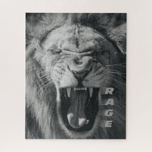 Puzzle Lion Rage Black and White Roar