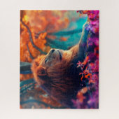 Puzzle Lion royal dans la conception forestière enchantée (Vertical)
