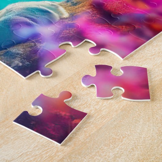 Puzzle Lion royal dans la conception forestière enchantée (Côté)