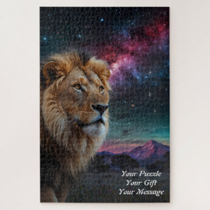 Puzzle Lion royal sous ciel étoilé