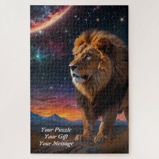 Puzzle Lion sous un ciel étoilé (Vertical)