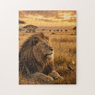 Puzzle Lion sur la savane africaine