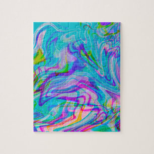 Puzzle Liquide Psychédélique Motif Abstrait Coloré Bleu