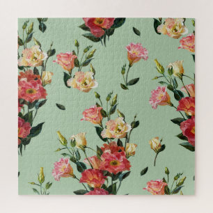 Puzzle Lisianthus victorien : Aquarelle Florale d'olive.