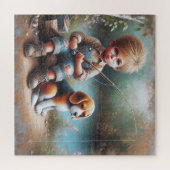 Puzzle Little Boy Fishing avec un Beagle (Horizontal)