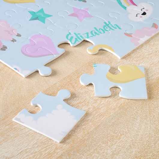 Puzzle Little Girl Cute Llamacorn Pastel Motif (Côté)