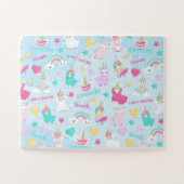 Puzzle Little Girl Cute Llamacorn Pastel Motif (Horizontal)
