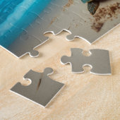 Puzzle Little girls and a sea turtle building sandcastles (Côté)