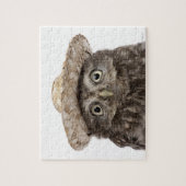 Puzzle Little Owl wearing a straw a (Vertical)