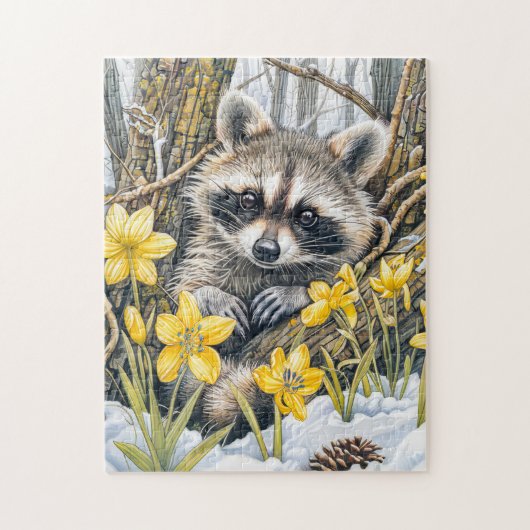 Puzzle Little Raccoon Parmi Les Chênes De Printemps (Vertical)