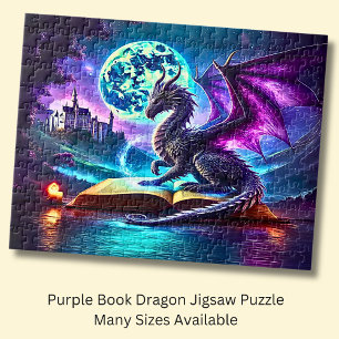 Puzzle Livre de lecture Dragon Violet Lune Bleue
