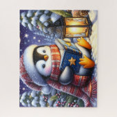 Puzzle Livre de Noël de lecture de pingouin (Vertical)