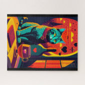 Puzzle Livres Chat Sunset Et Vin (Horizontal)