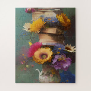 Puzzle Livres et fleurs Abstraits