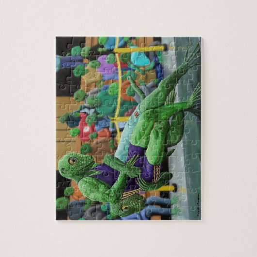 Puzzle Lizard Warrior Wrestling Small Imaginaire Art Puzz (Vertical)