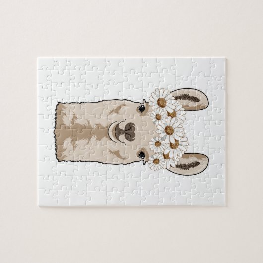 Puzzle Llama aux fleurs blanches (Horizontal)