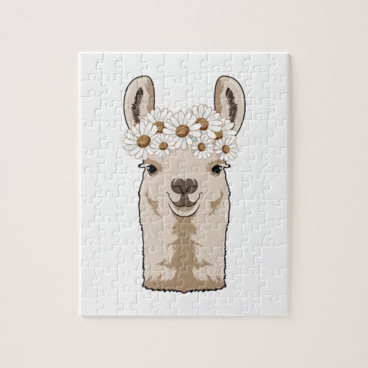 Puzzle Llama aux fleurs blanches (Vertical)