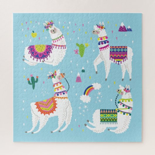 Puzzle Llama & Cactus : Joli ensemble Vintage (Vertical)