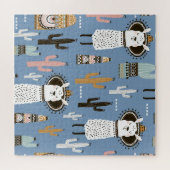 Puzzle Llama, Cactus, Motif d'éléments à main. (Horizontal)