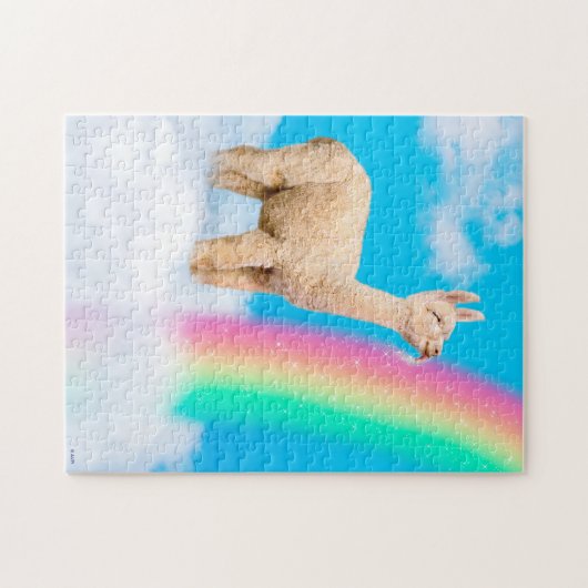 Puzzle Llama Licking Rainbow (Horizontal)
