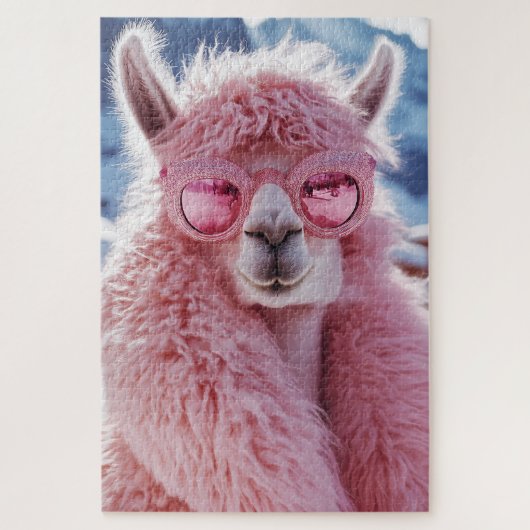 Puzzle Llama rose glamour - Icône mode hiver (Vertical)