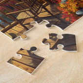 Puzzle Log Cabin Porch Autumn Mountain Lake View (Côté)