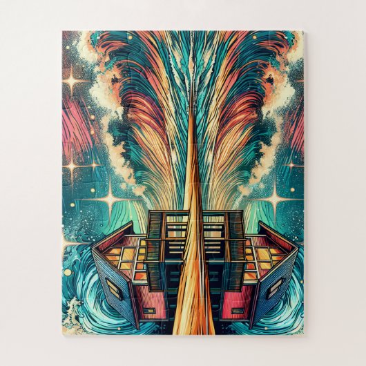 Puzzle Log Cabine sur la plage Ai Art (Vertical)