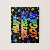 Puzzle "LOGAN" First Name, Fun "HAPPY BIRTHDAY" (Vertical)