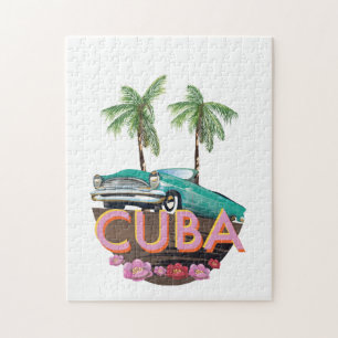 Puzzle logo de voiture classique cubaine