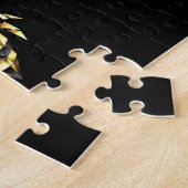 Puzzle Logo Faux Gold Foil Bee Polygonal sur Noir (Côté)