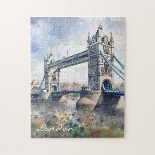 Puzzle London Tower Bridge Travel Watercolor (Vertical)