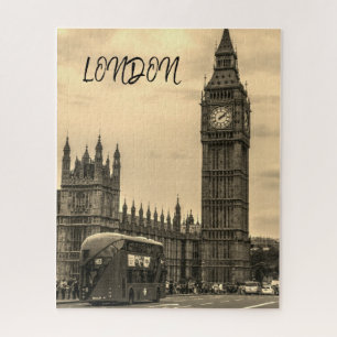 Puzzle Londres Angleterre Big Ben Vintage Black White Red