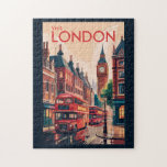 Puzzle Londres Angleterre Travel Art Vintage<br><div class="desc">Conception de voyage vectorielle rétro de Londres. Depuis Buckingham Palace et la Tour de Londres jusqu'à la découverte de la Tamise et des spectacles du West End,  Londres offre un mélange dynamique de tradition et de culture moderne.</div>