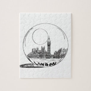 Puzzle Londres dans une boule de verre.