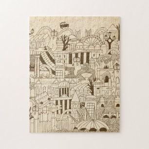 Puzzle Londres tirée par la main sur le vieux papier