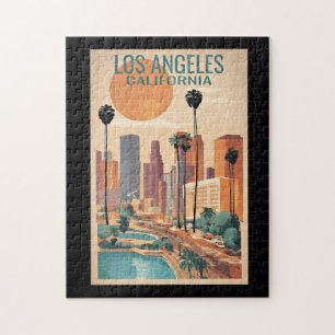 Puzzle Los Angeles, Californie, illustration vintage,