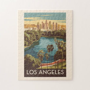 Puzzle Los Angeles Echo Park Lake Travel Art Vintage
